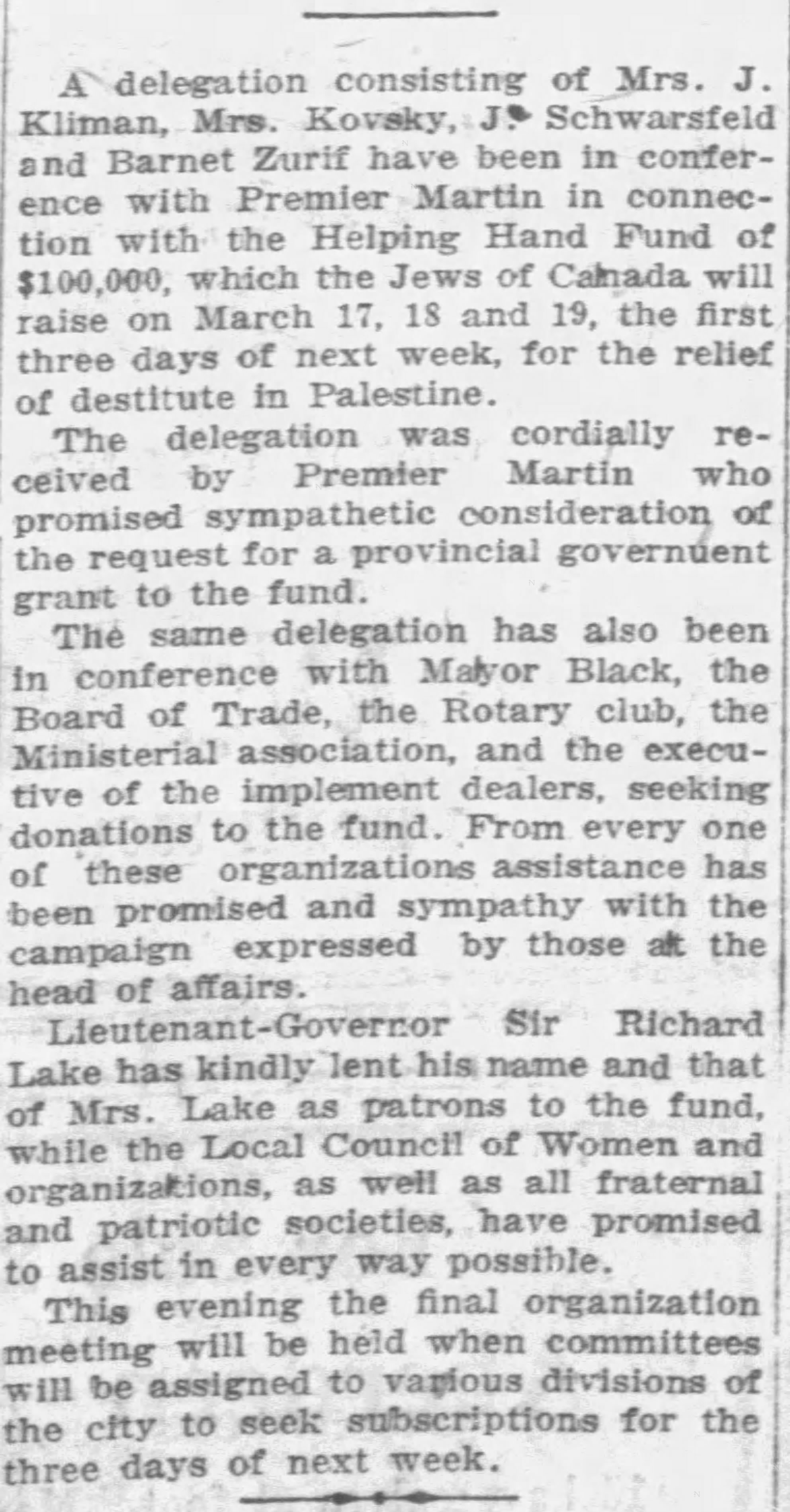 The Leader Post March 13, 1919 Zurif