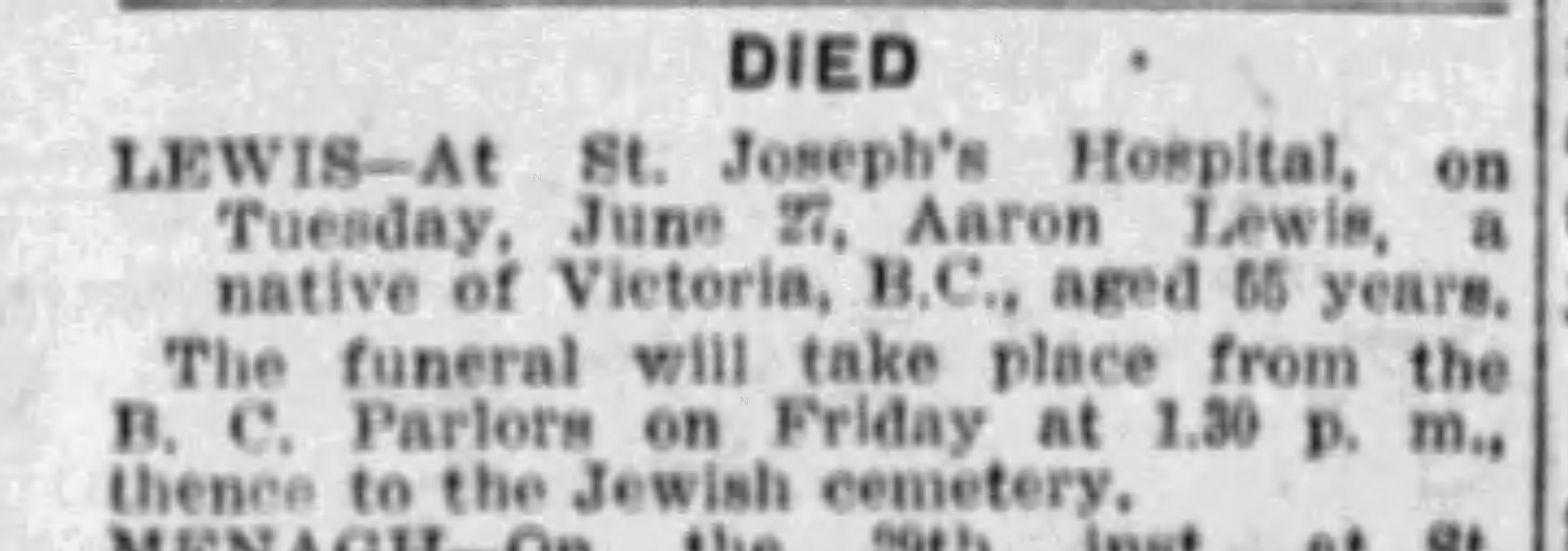 Obit for Aaron Lewis