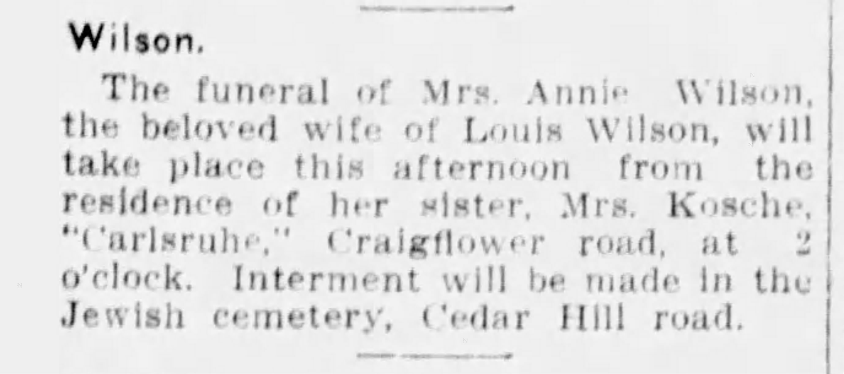 Obit for Annie Wilson