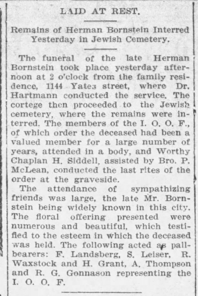 Obit for Hermann Bornstein