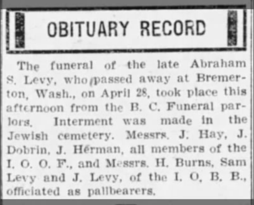 Abraham Levy obit