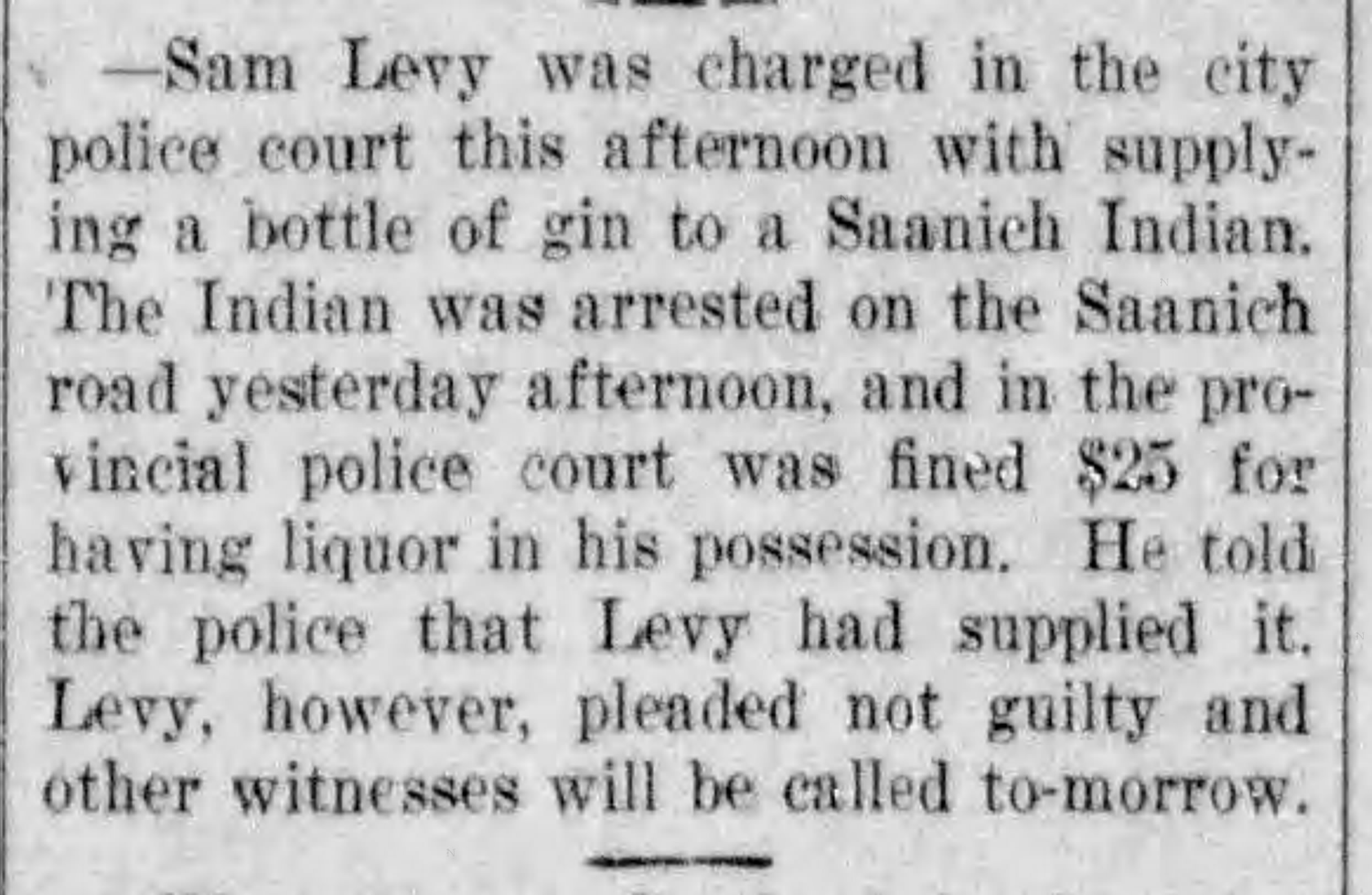 Sam Levy and liquor offense