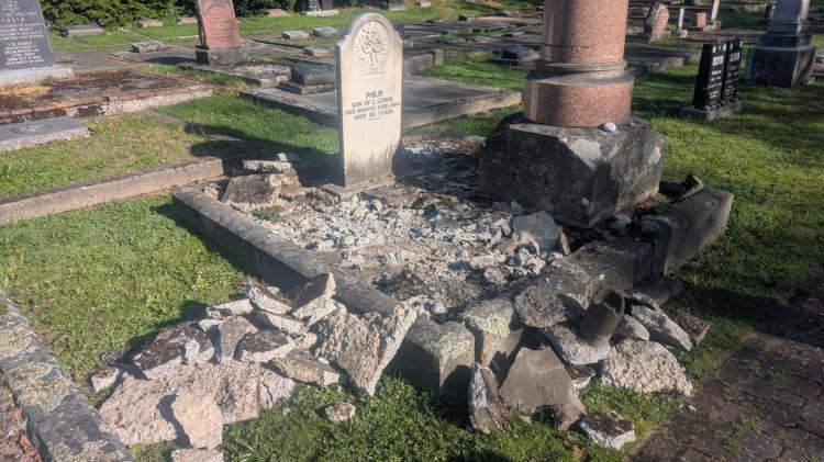 Lewis family plot breaking the concrete