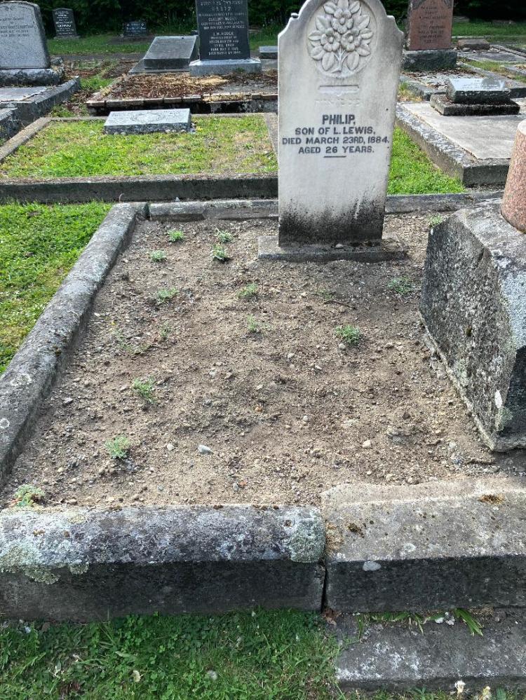 Landscaping Lewis family plot April 28, 2026