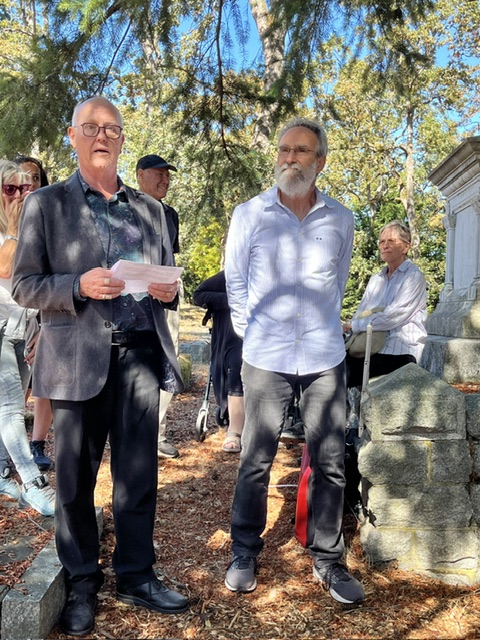 Dan Barer and Dan McLeod at the unveiling of the Monument for the 36