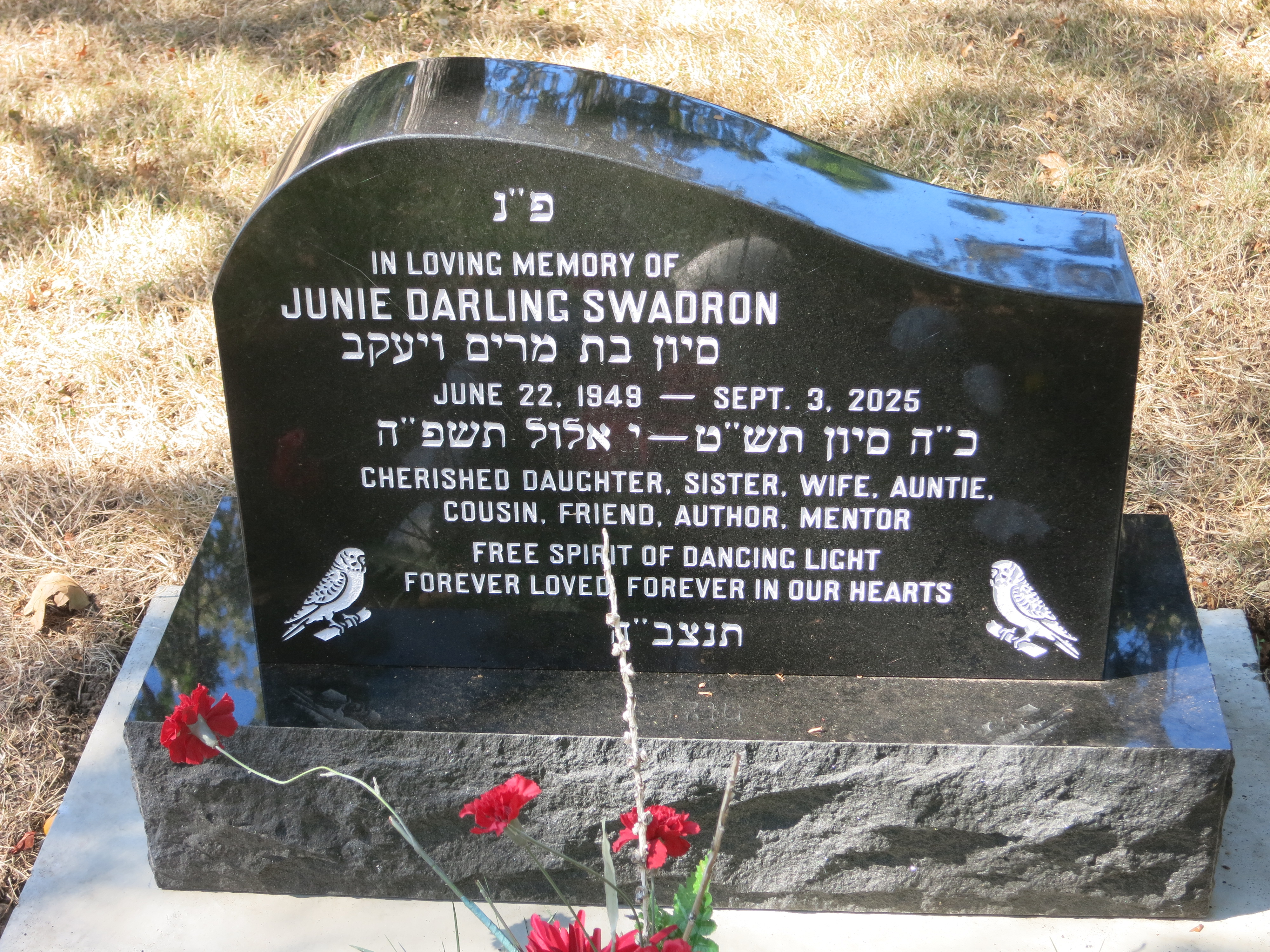 gravestone for Junie Darling Swadron